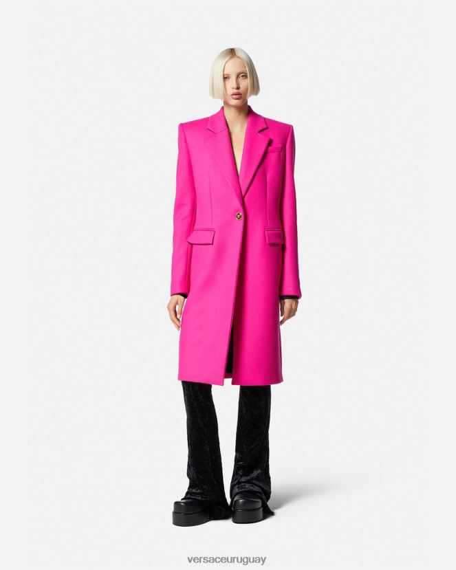 Versace abrigo largo de lana con medusa mujer fucsia ropa H88R0H104