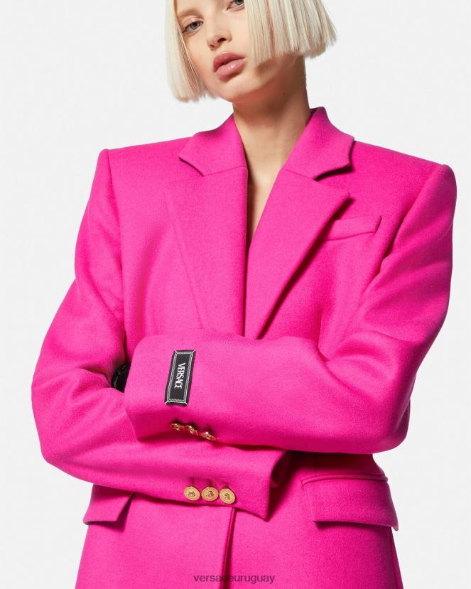 Versace abrigo largo de lana con medusa mujer fucsia ropa H88R0H104