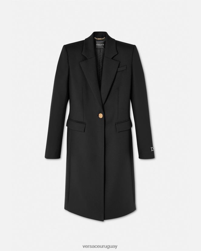 Versace abrigo largo de lana con medusa mujer negro ropa H88R0H91