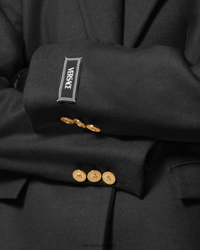 Versace abrigo largo de lana con medusa mujer negro ropa H88R0H91