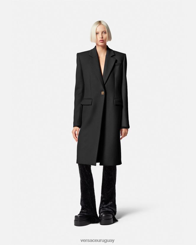 Versace abrigo largo de lana con medusa mujer negro ropa H88R0H91