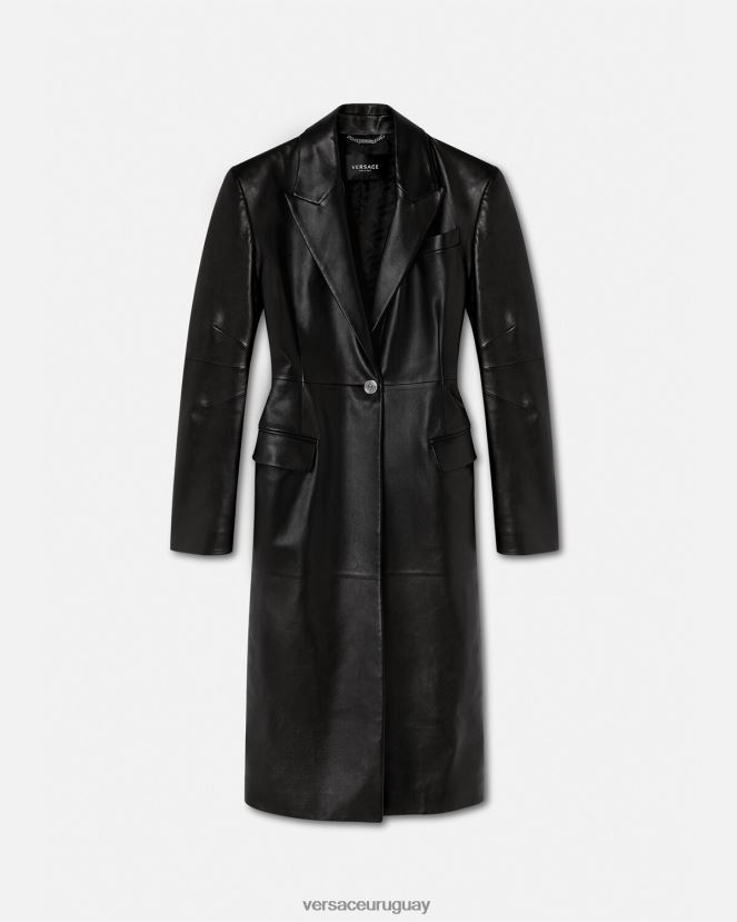 Versace abrigo largo de piel con medusa mujer negro ropa H88R0H92