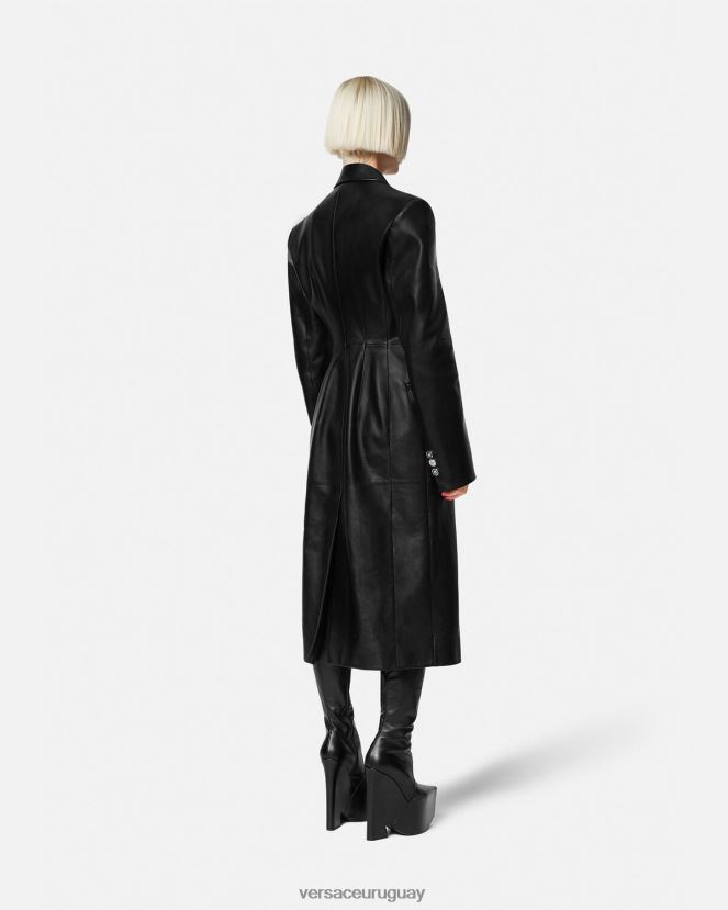 Versace abrigo largo de piel con medusa mujer negro ropa H88R0H92