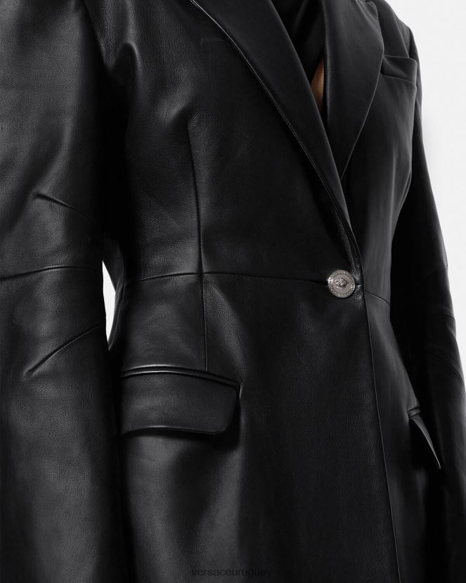 Versace abrigo largo de piel con medusa mujer negro ropa H88R0H92