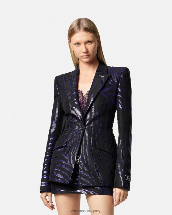 Versace blazer de cebra con botonadura sencilla mujer estampado y violeta ropa H88R0H114