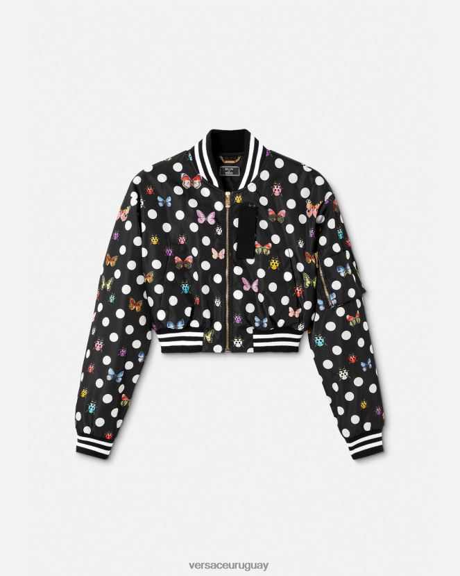 Versace chaqueta bomber corta con mariposas mujer un color ropa H88R0H78