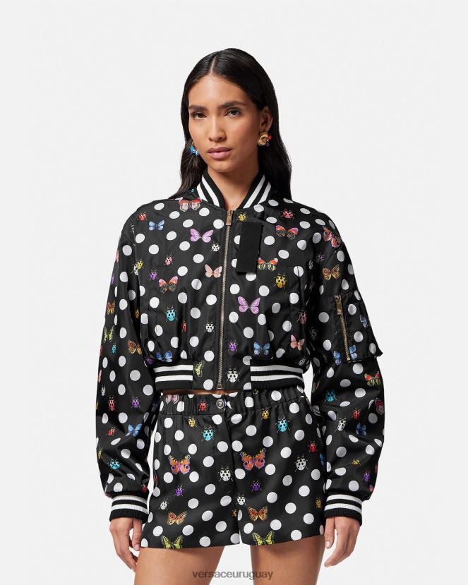 Versace chaqueta bomber corta con mariposas mujer un color ropa H88R0H78