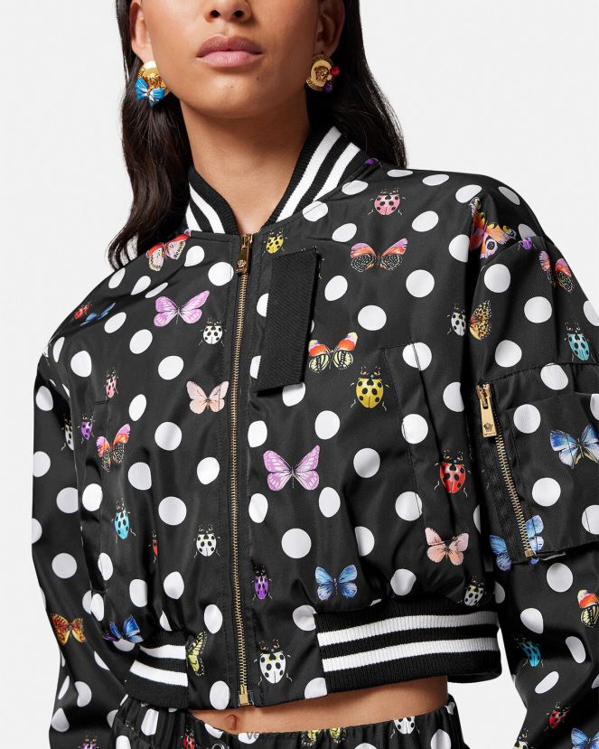 Versace chaqueta bomber corta con mariposas mujer un color ropa H88R0H78