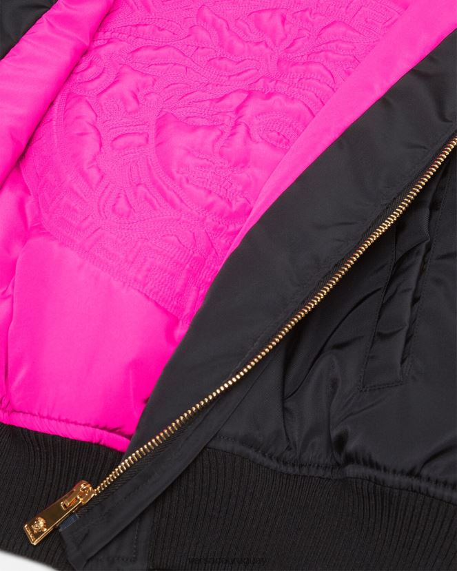 Versace chaqueta bomber corta diosa mujer negro ropa H88R0H103