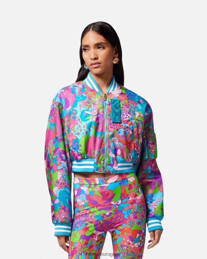 Versace chaqueta bomber corta floral de verano mujer un color ropa H88R0H79