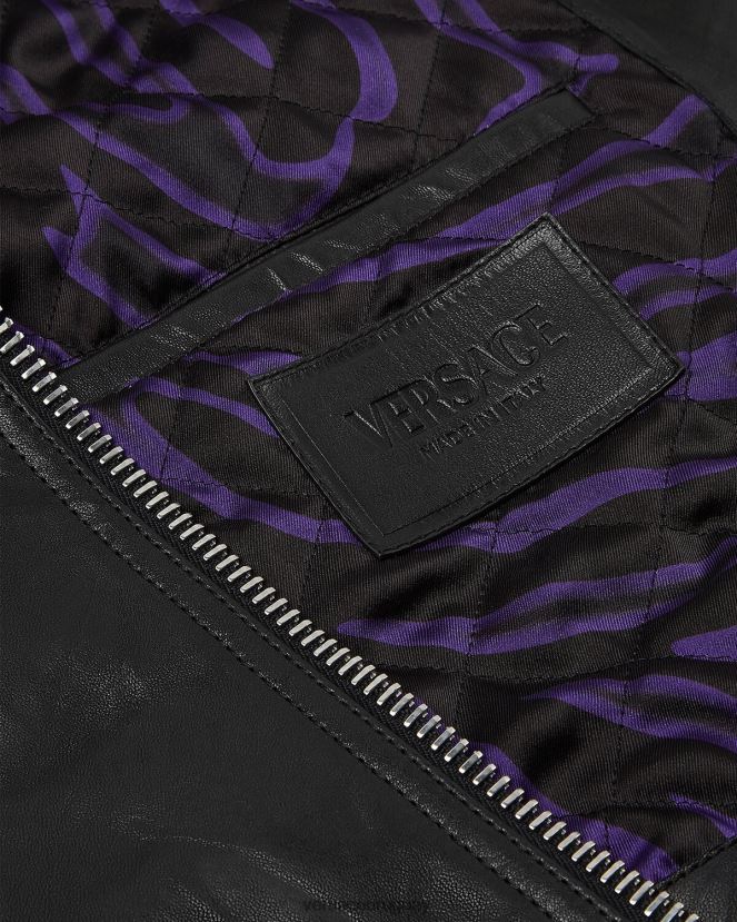 Versace chaqueta de cuero con flecos mujer negro ropa H88R0H101
