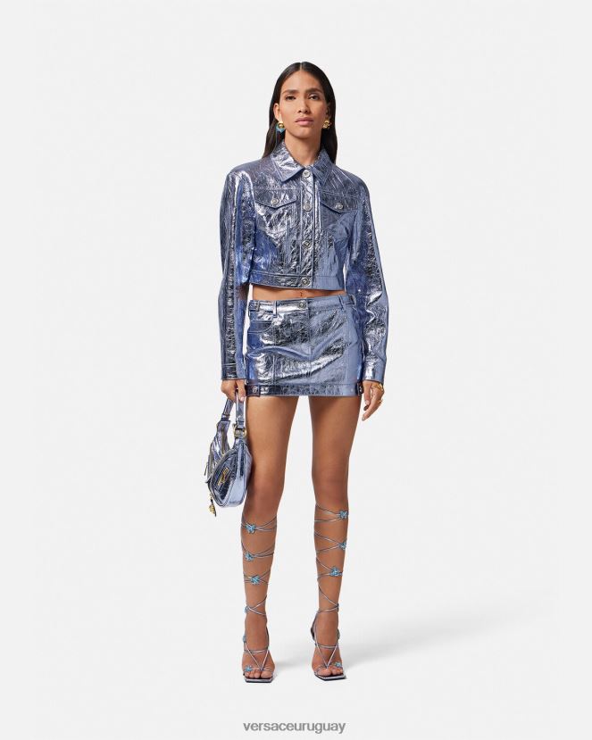 Versace chaqueta de cuero metalizada con medusa mujer metálico ropa H88R0H80