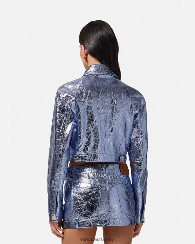 Versace chaqueta de cuero metalizada con medusa mujer metálico ropa H88R0H80