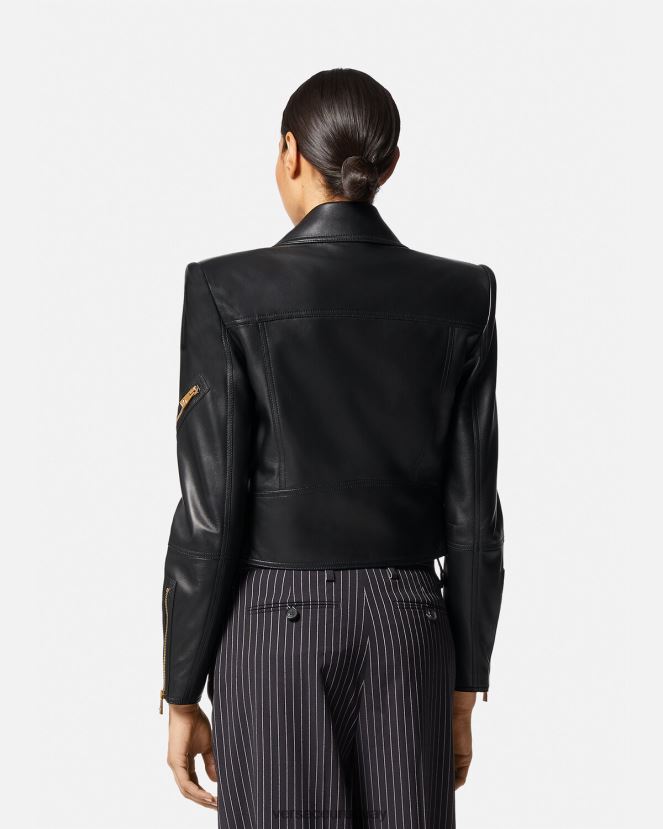 Versace chaqueta motera de cuero con medusa mujer negro ropa H88R0H89