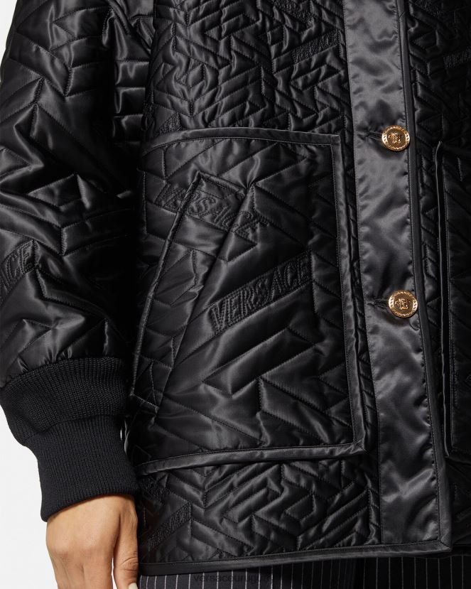 Versace chaqueta reversible con orquídeas medusa mujer negro y estampado ropa H88R0H99