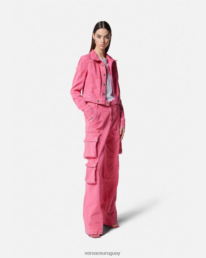 Versace chaqueta vaquera corta mujer fucsia ropa H88R0H2254