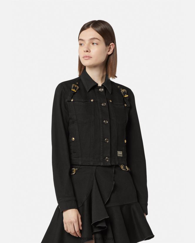 Versace costura barroca 1 chaqueta vaquera mujer negro ropa H88R0H2255