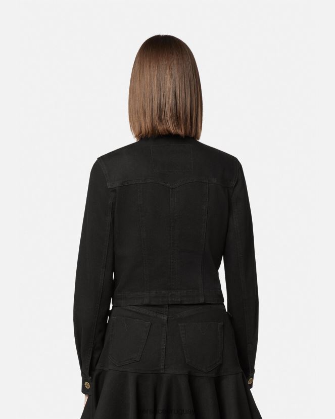 Versace costura barroca 1 chaqueta vaquera mujer negro ropa H88R0H2255