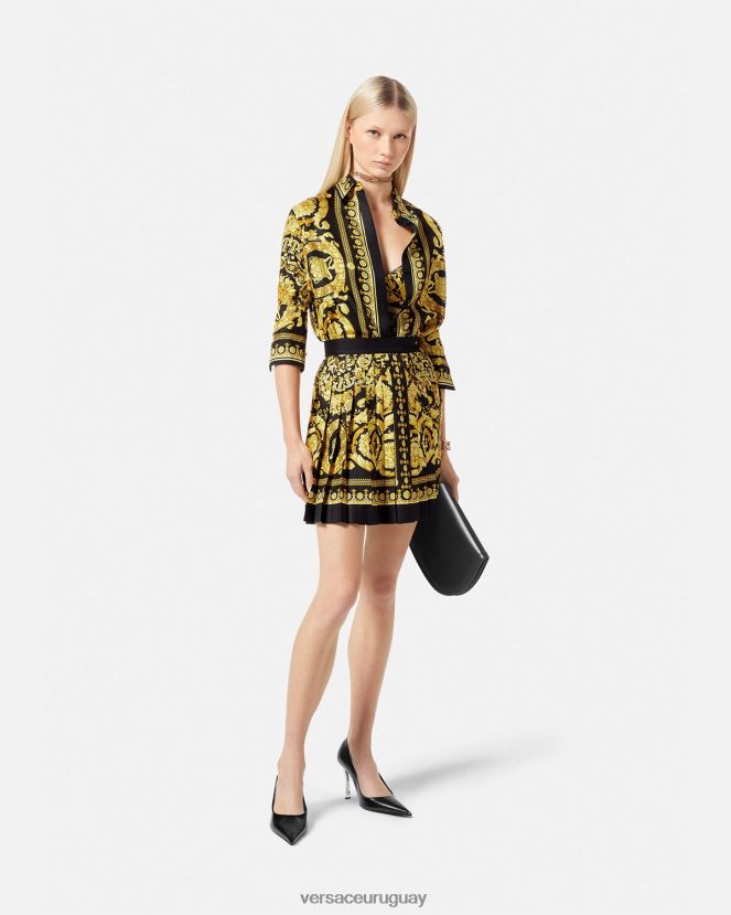 Versace falda barroca de seda plisada mujer imprimir ropa H88R0H170