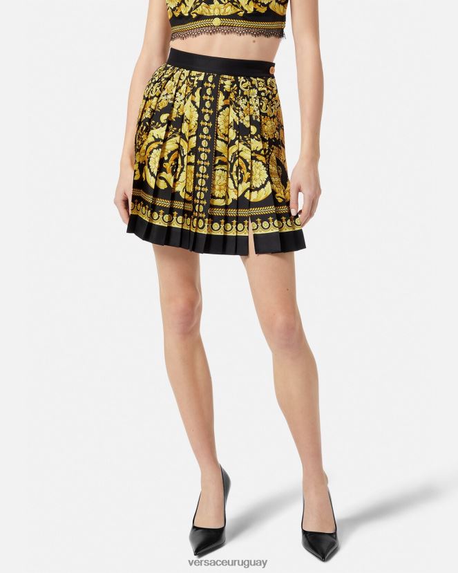Versace falda barroca de seda plisada mujer imprimir ropa H88R0H170