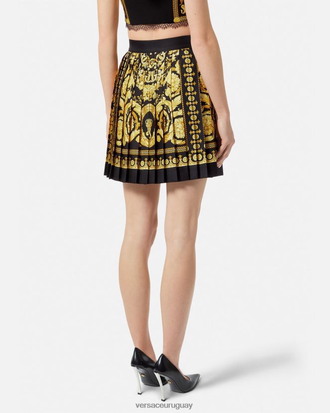 Versace falda barroca de seda plisada mujer imprimir ropa H88R0H170