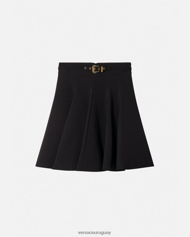 Versace falda de alta costura barroca con hebilla mujer negro ropa H88R0H2252
