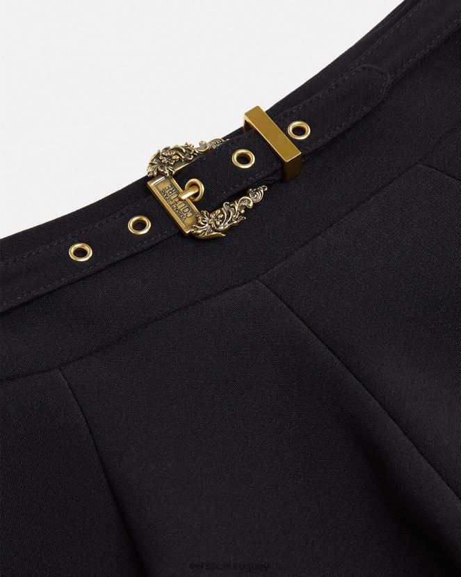 Versace falda de alta costura barroca con hebilla mujer negro ropa H88R0H2252