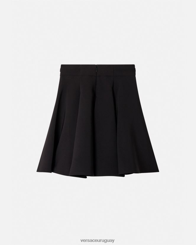 Versace falda de alta costura barroca con hebilla mujer negro ropa H88R0H2252