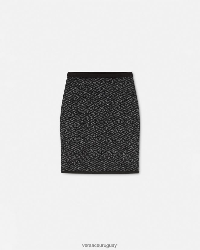 Versace falda de punto con medusa en jacquard la greca mujer negro ropa H88R0H179