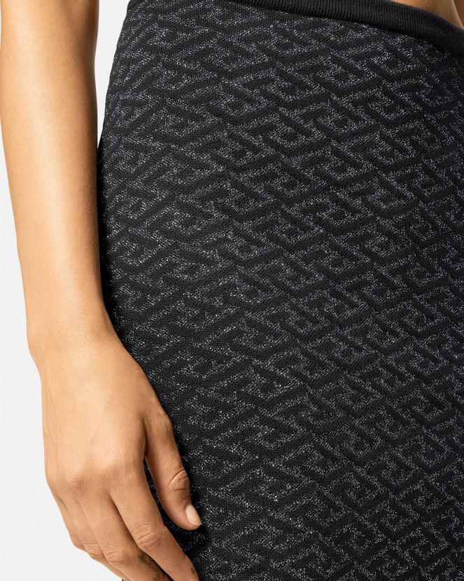 Versace falda de punto con medusa en jacquard la greca mujer negro ropa H88R0H179