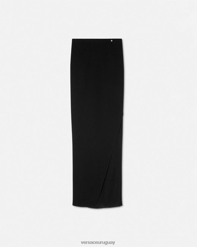 Versace falda larga de punto mujer negro ropa H88R0H176