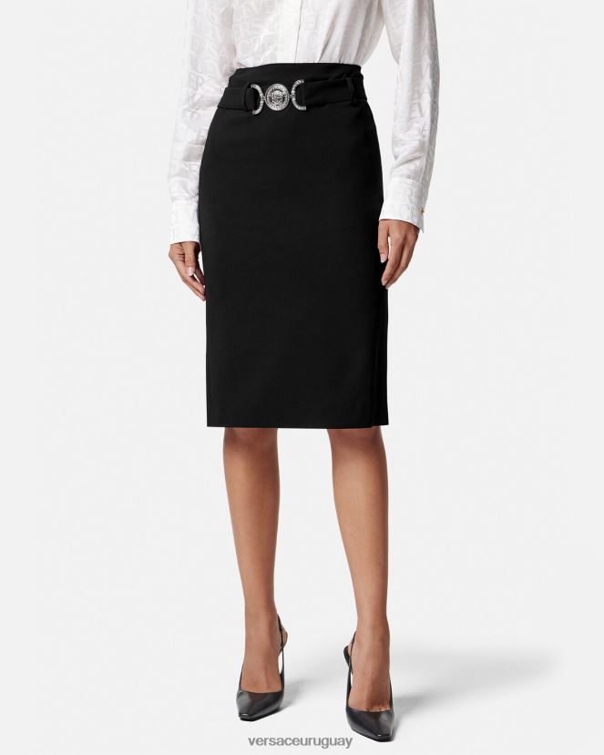 Versace falda midi con medusa \'95 mujer negro ropa H88R0H174