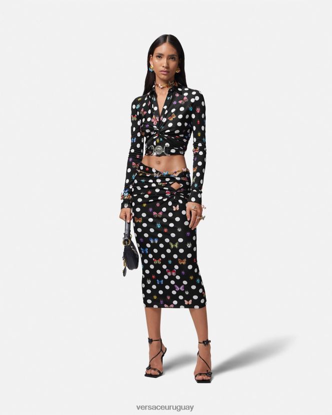 Versace falda midi con nudo de mariposas mujer imprimir ropa H88R0H158