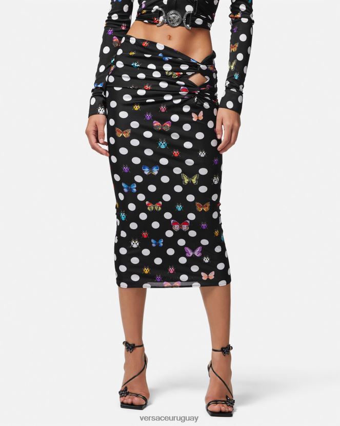 Versace falda midi con nudo de mariposas mujer imprimir ropa H88R0H158