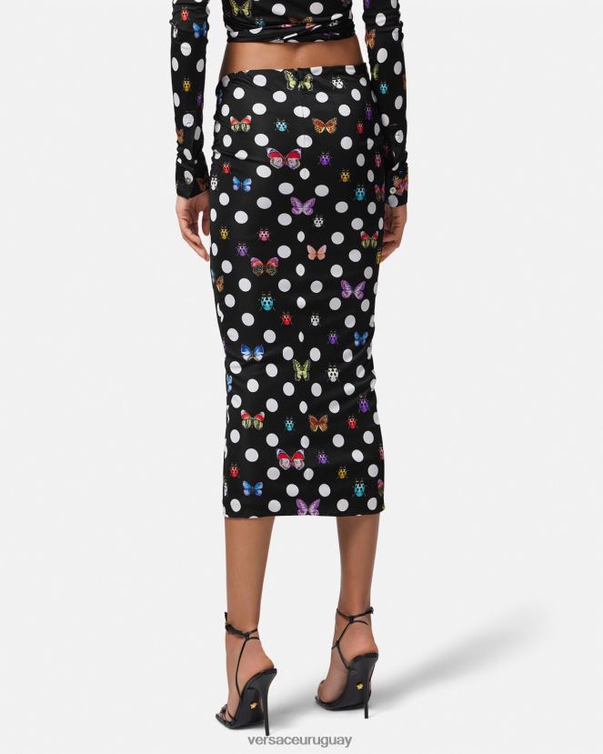 Versace falda midi con nudo de mariposas mujer imprimir ropa H88R0H158
