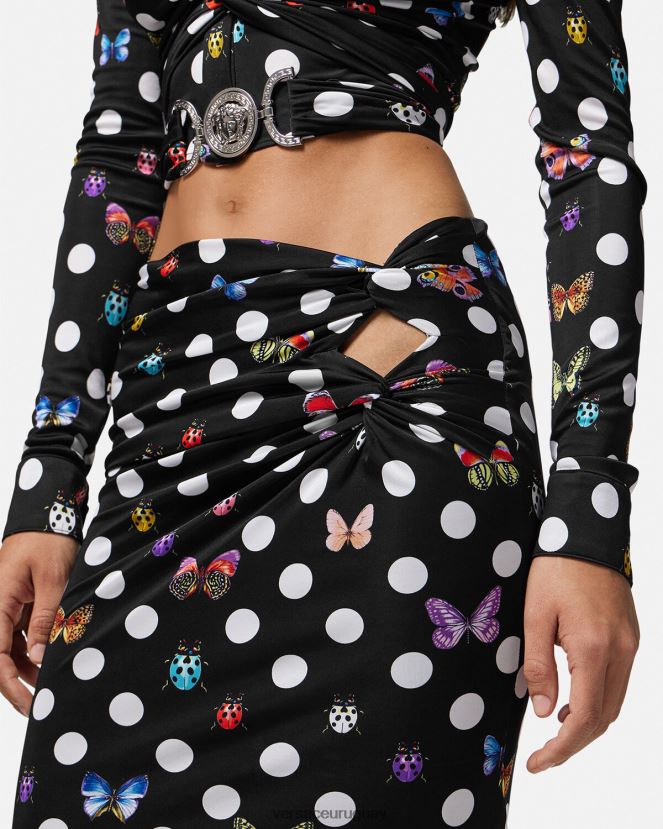 Versace falda midi con nudo de mariposas mujer imprimir ropa H88R0H158