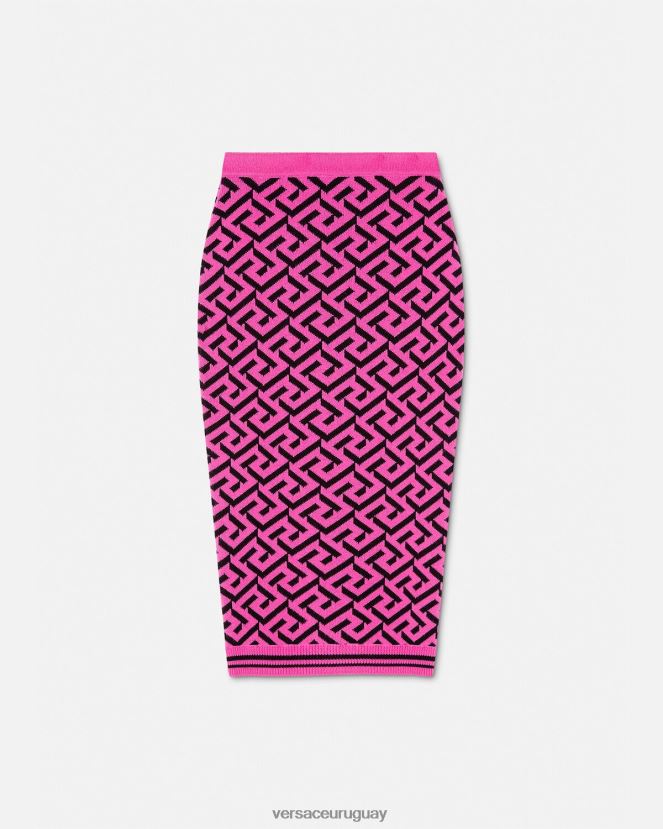 Versace falda midi de jacquard con la greca mujer fucsia ropa H88R0H180