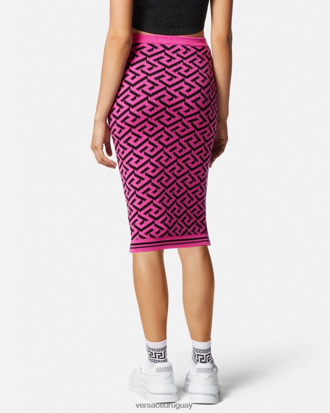 Versace falda midi de jacquard con la greca mujer fucsia ropa H88R0H180