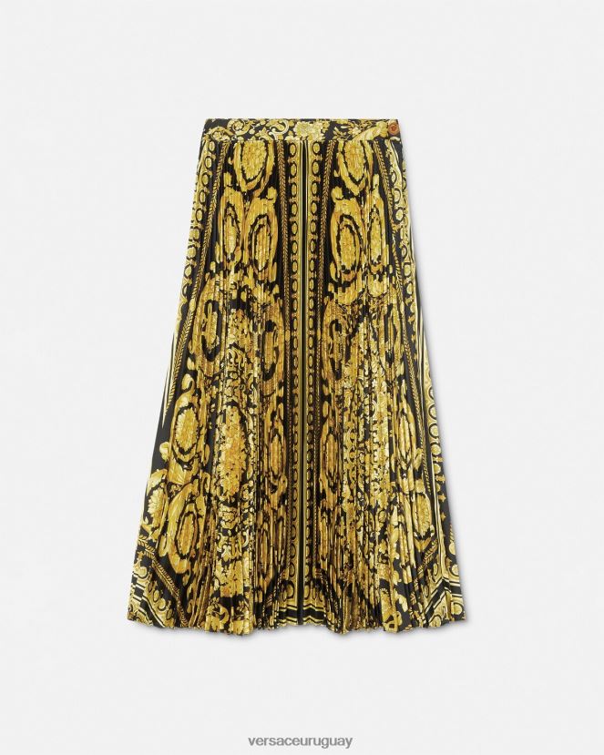 Versace falda midi plisada estilo barroco mujer imprimir ropa H88R0H171