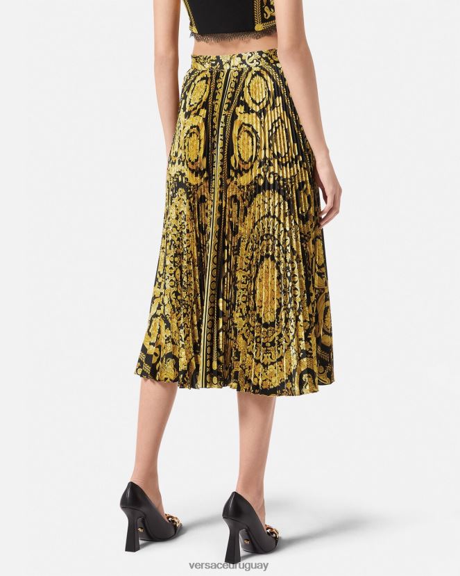 Versace falda midi plisada estilo barroco mujer imprimir ropa H88R0H171