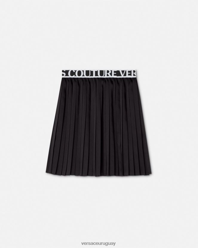 Versace falda plisada con logo mujer negro ropa H88R0H2152