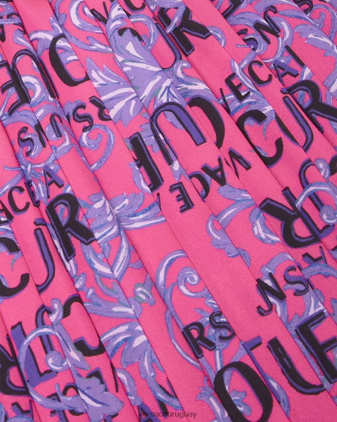 Versace falda plisada de alta costura con logo mujer fucsia ropa H88R0H2249