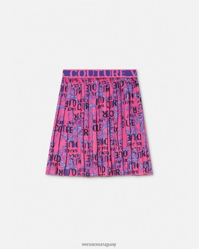 Versace falda plisada de alta costura con logo mujer fucsia ropa H88R0H2249