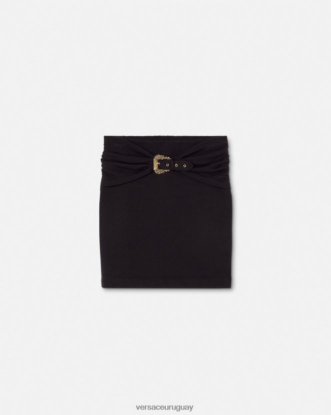 Versace minifalda con hebilla barroca mujer negro ropa H88R0H2156