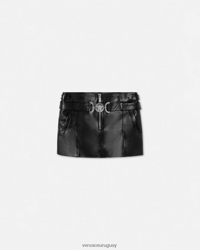 Versace minifalda de cuero con Medusa '95 mujer negro ropa H88R0H175