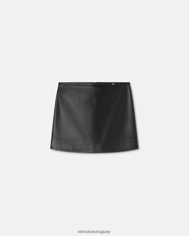 Versace minifalda de cuero con medusa mujer negro ropa H88R0H172