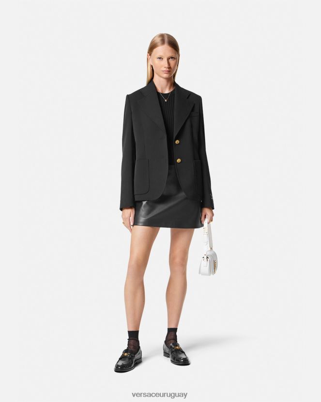 Versace minifalda de cuero con medusa mujer negro ropa H88R0H172