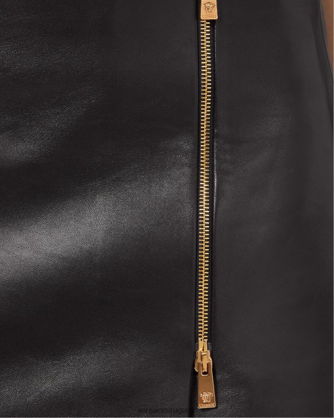 Versace minifalda de cuero con medusa mujer negro ropa H88R0H181