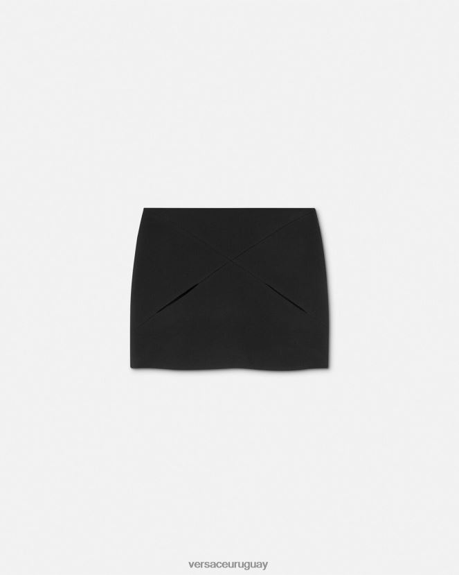 Versace minifalda de lana con cortes mujer negro ropa H88R0H125