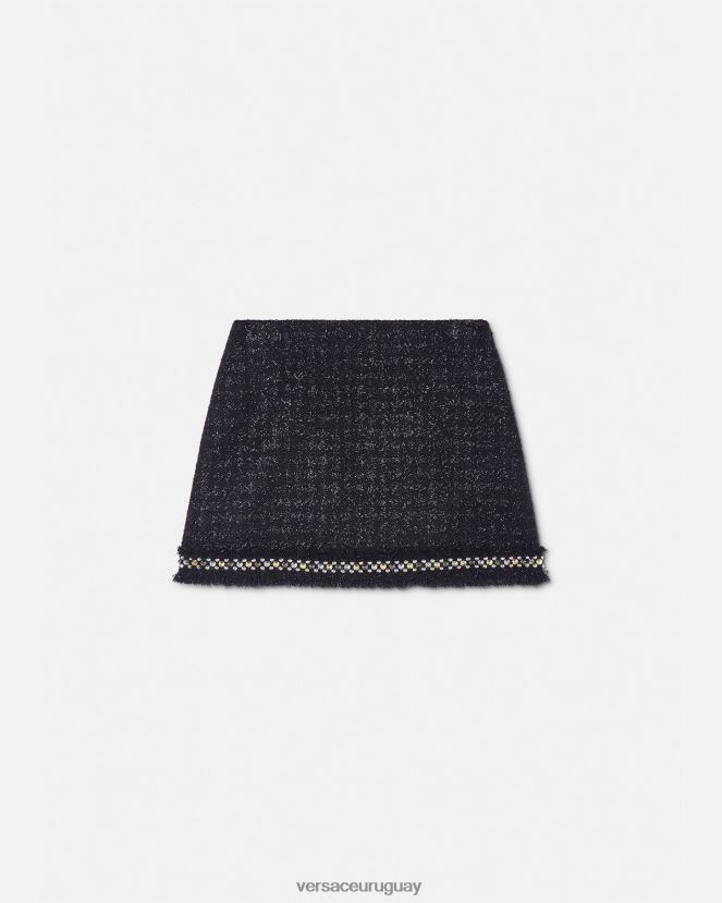 Versace minifalda de tweed con pinchos mujer negro ropa H88R0H186